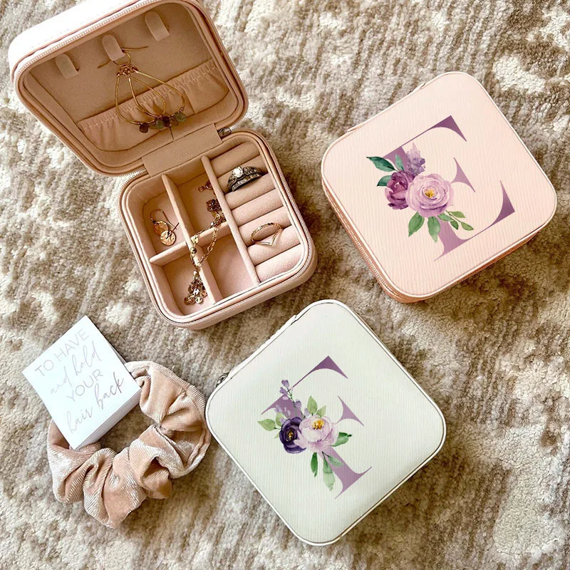 Travel Jewellery & Accessories Organiser - Portagioie con lettere viola, regalo di