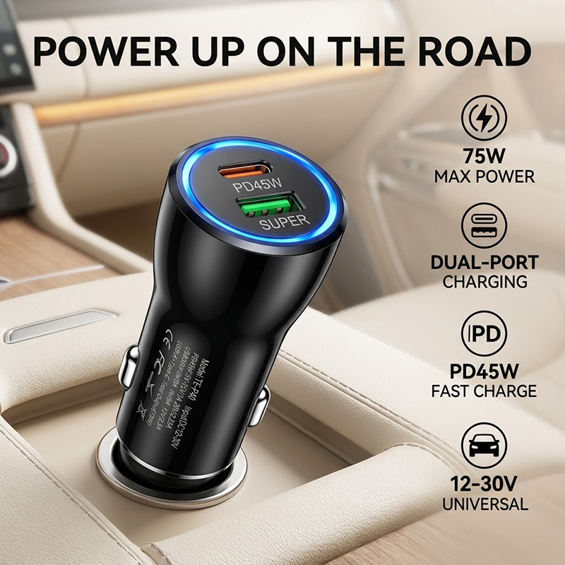 Travel Adapter Universal - Caricabatterie da Auto USB C a