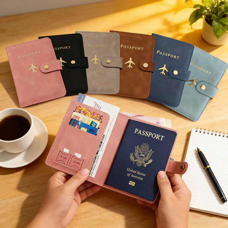 Travel Accessories For Plane - Porta Passaporto in Pelle con Cerniera