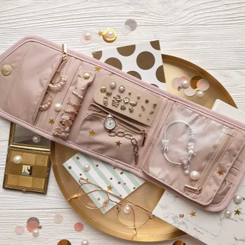 Travel Jewellery & Accessories Organiser - Rotolo di gioielli pieghevole Comodo organizzatore