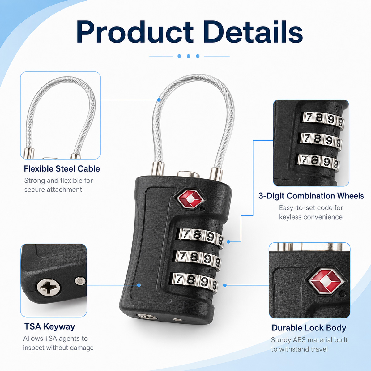 Lucchetto TSA Approvato con Co - Travel Accessories Electronics recensione e prezzo