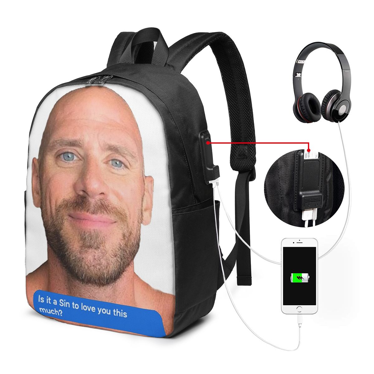 Zaino Johnny Sins Flirty Text  - Travel Packing Accessories recensione e prezzo